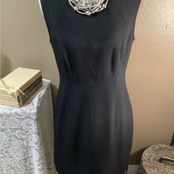 Anne Klein Black MIDI Dress w/Silver hem. Like New - Picture 4 of 10